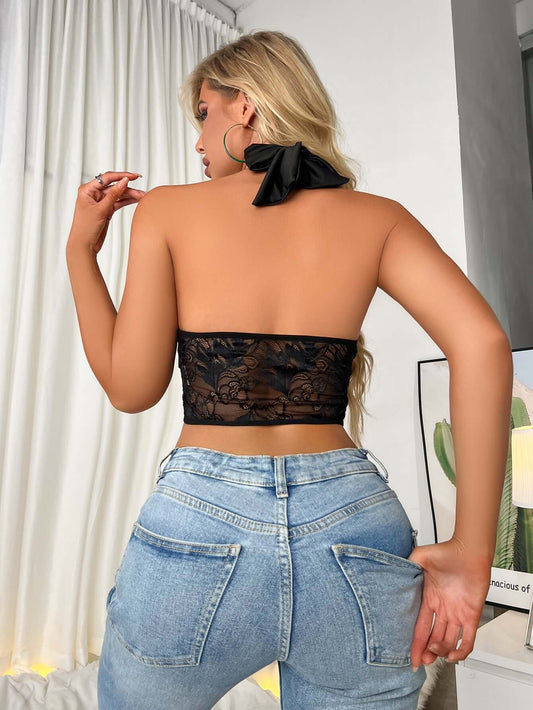 Open Bust Lace Halther Top