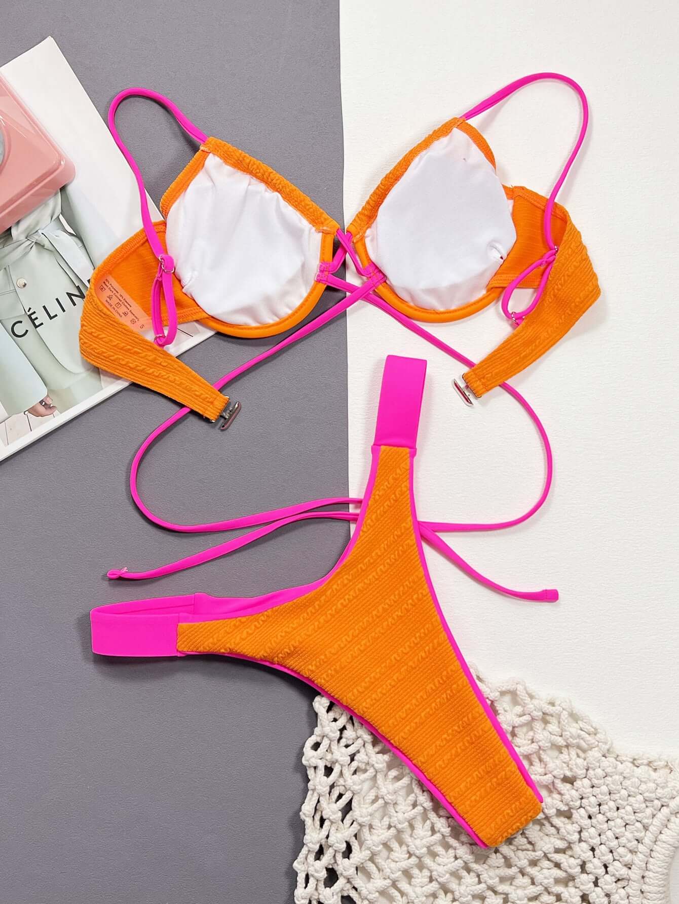 Retrowave Cross Mid Thong Bikini