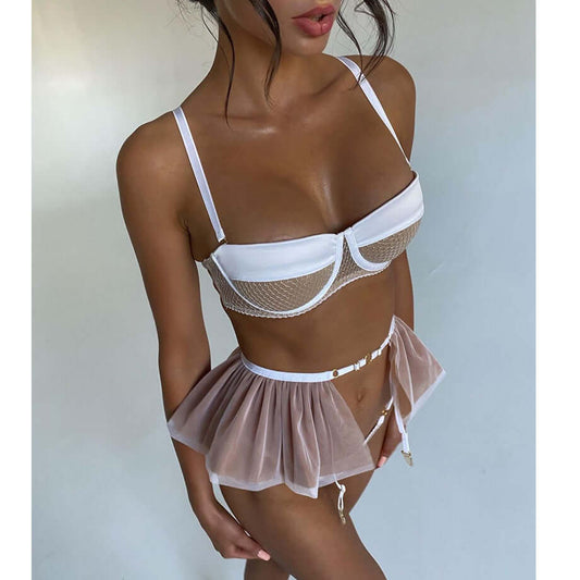 Nude Mesh Lingerie Set