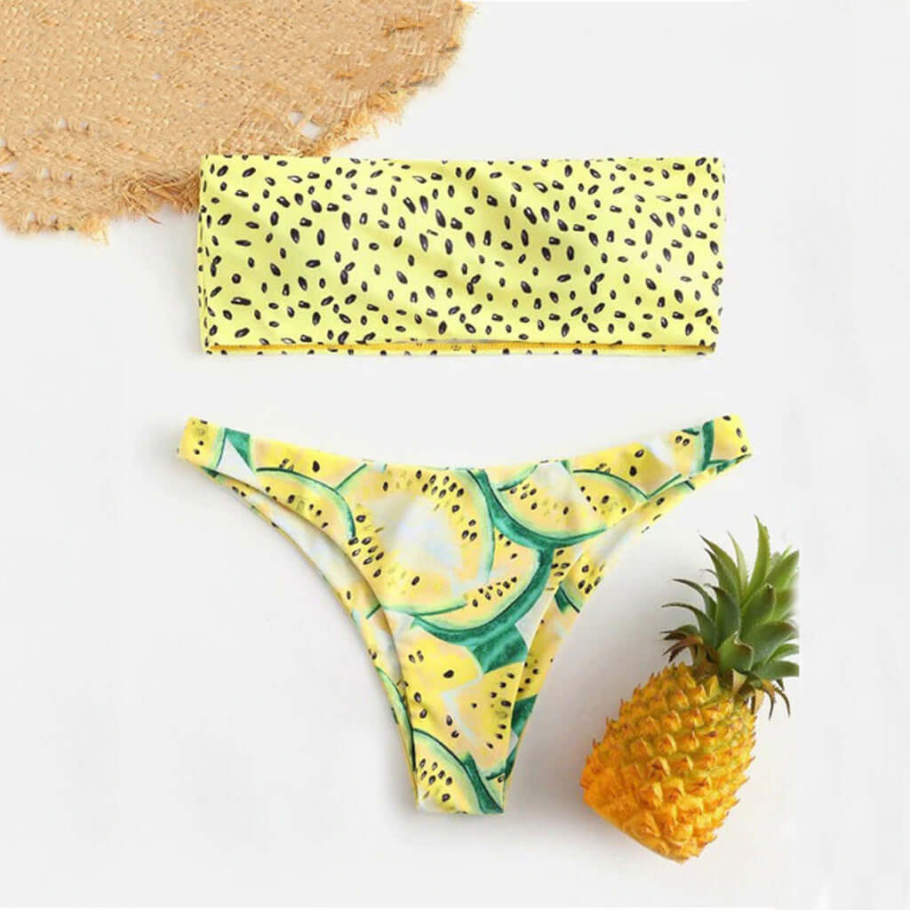 Fruit Fusion Strapless Thong Bikini