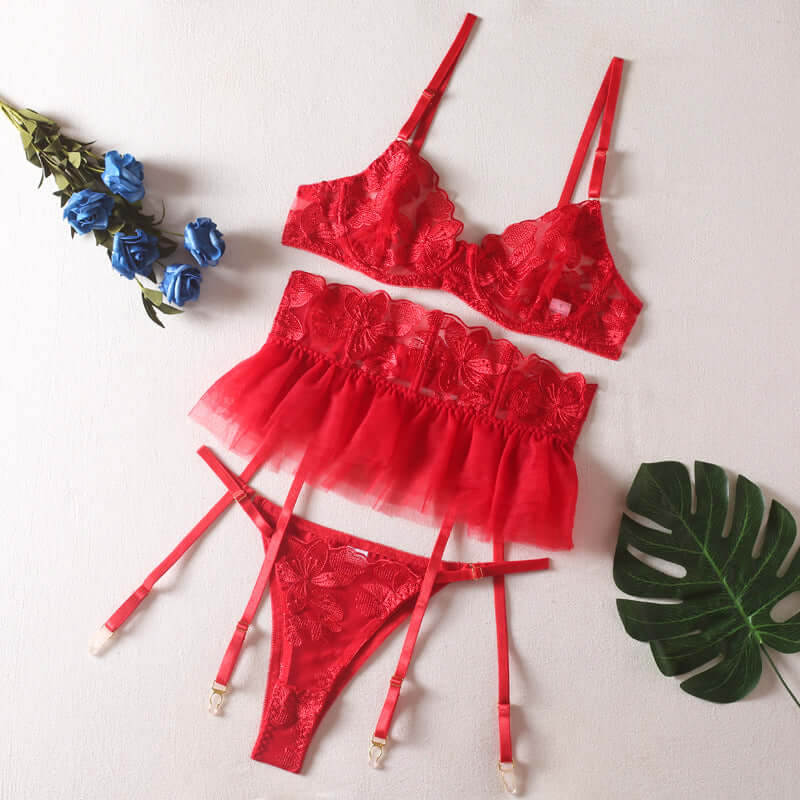 Vicky Lace Floral Skirt Set