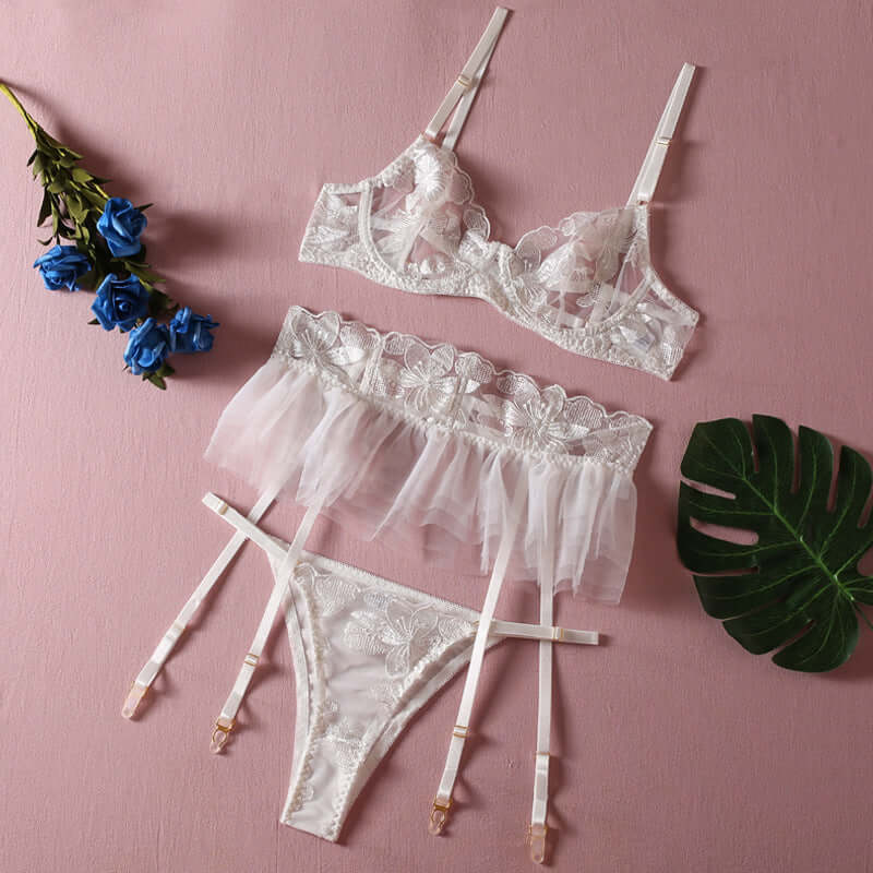 Vicky Lace Floral Skirt Set