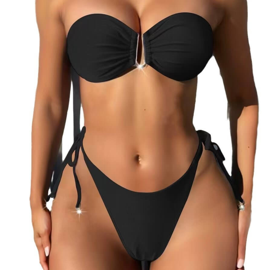 Chrome U Tube Top Thong Bikini