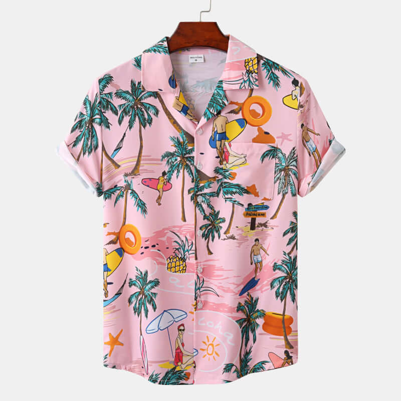 Vintage Beach Floral Casual Button Down