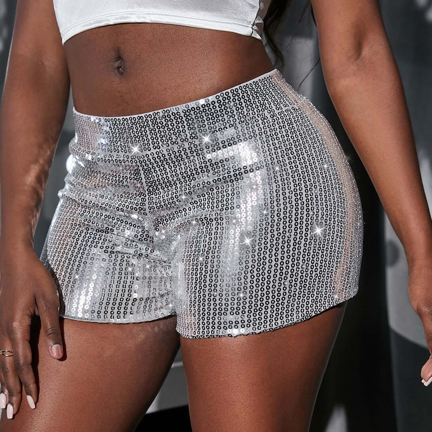 High Waist Sequined Shorts