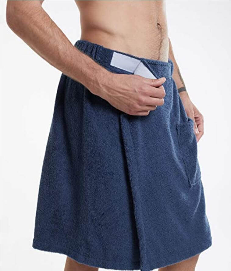 Velcro Bath Towel Men's With Pocket