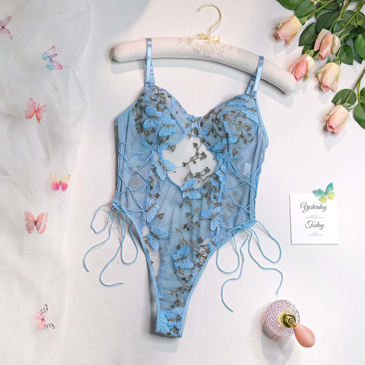 Embroidered Butterfly Fantasies Bodysuit