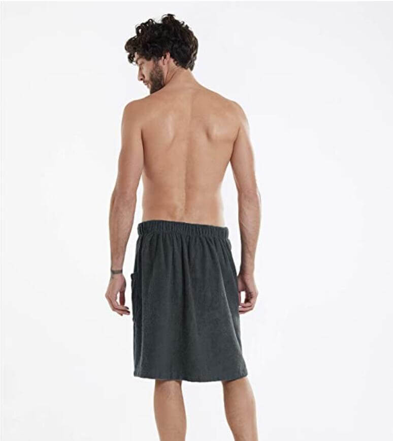 Velcro Bath Towel Men's With Pocket