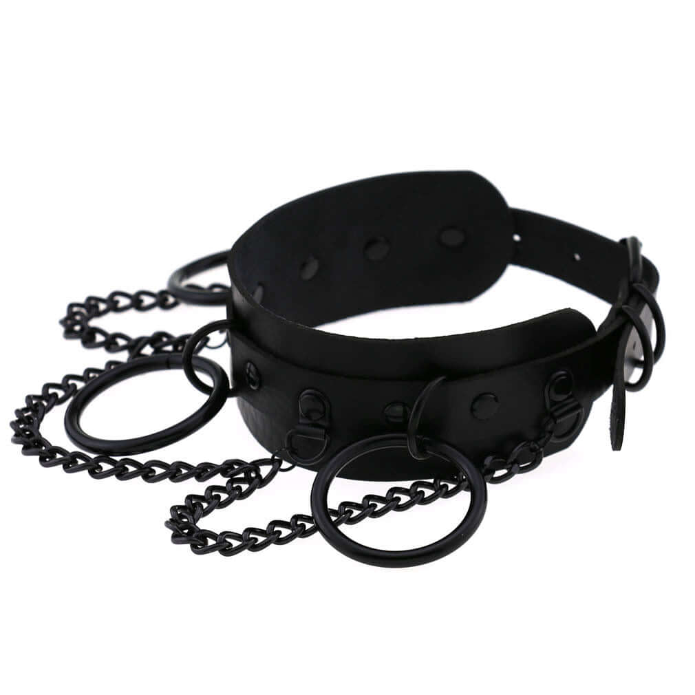 Punk Leather Chain Necklace