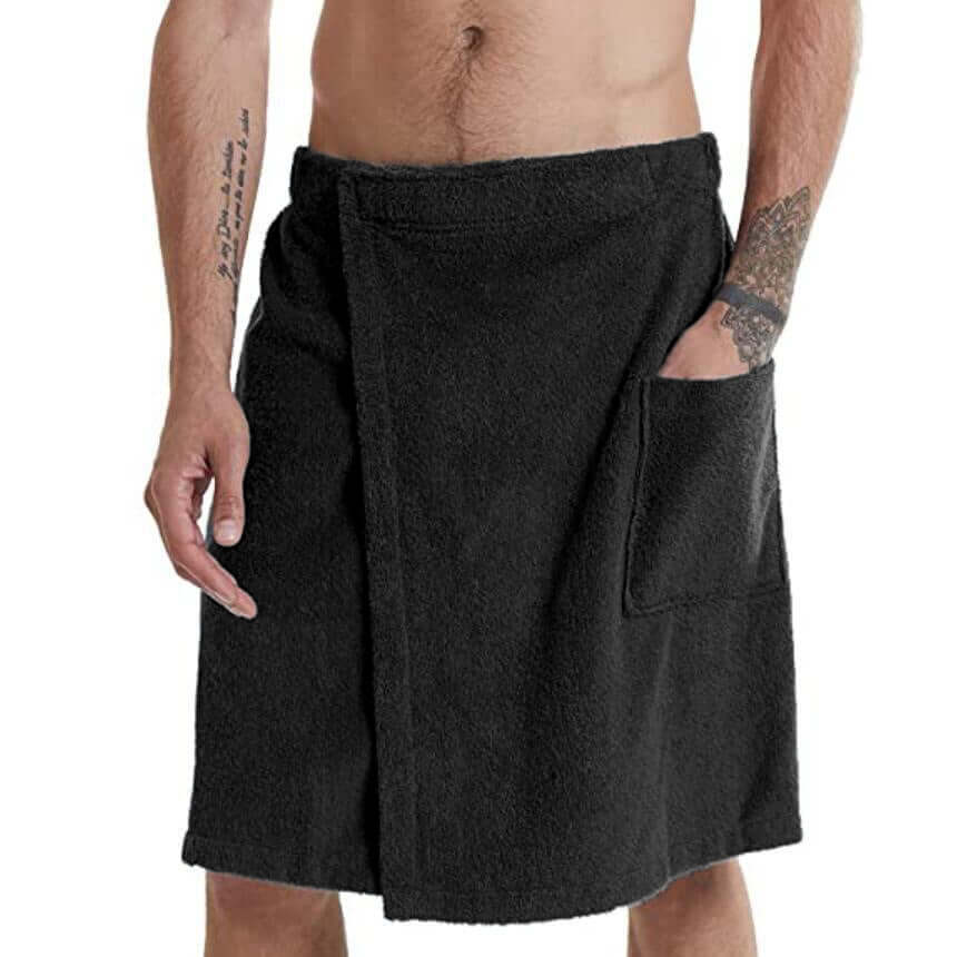 Velcro Bath Towel Men's With Pocket