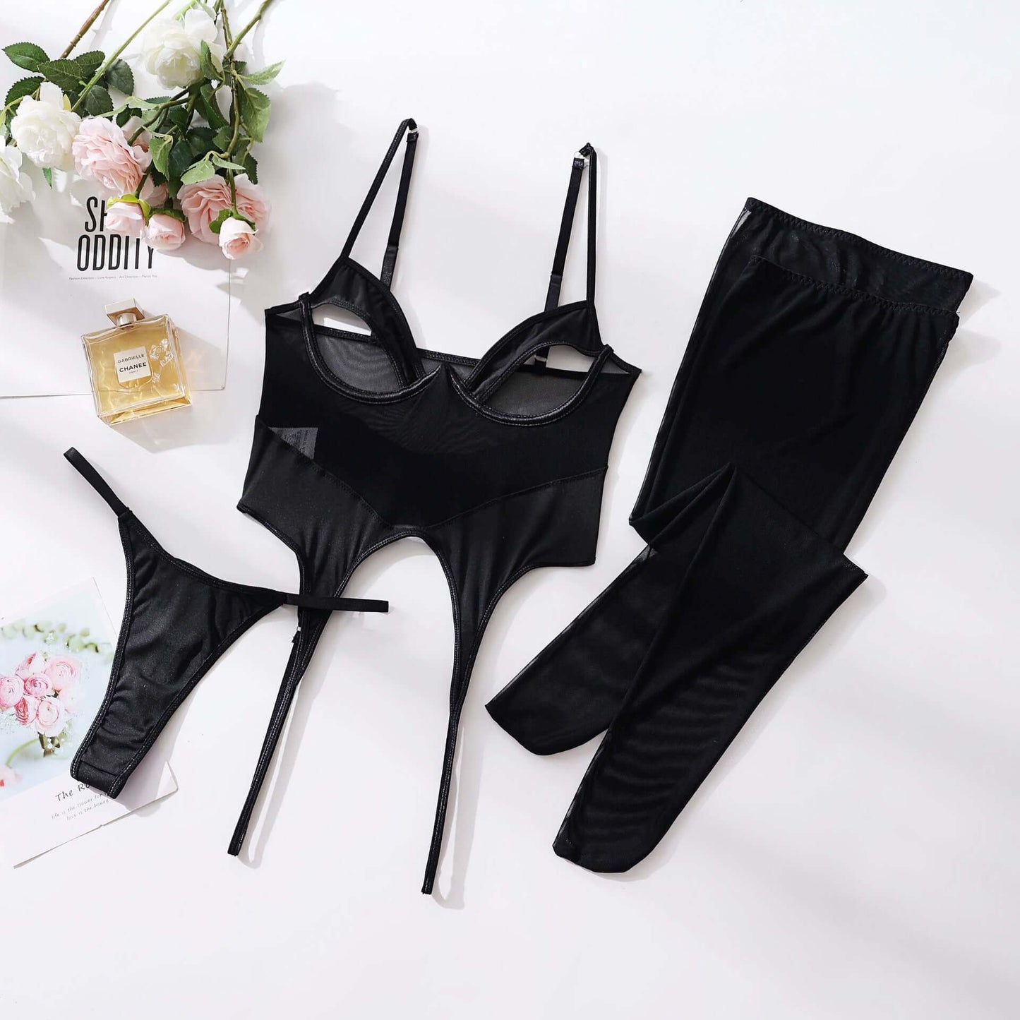 Stay Strapped Underboob Set With Stockings