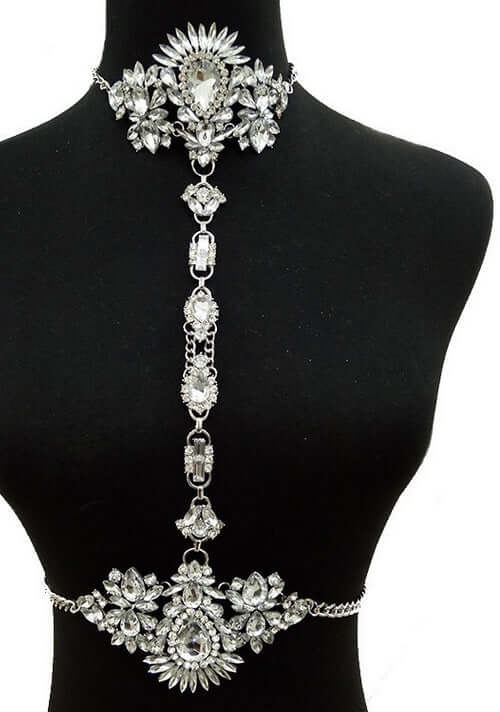 Stone and Rhinestone Collar Body Chain