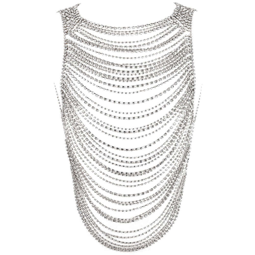 Mens Rhinestone Chest Chain