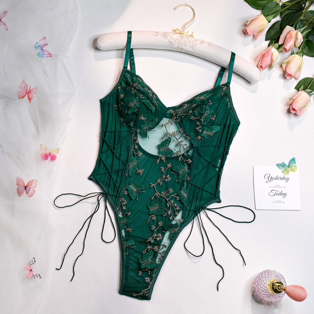 Embroidered Butterfly Fantasies Bodysuit