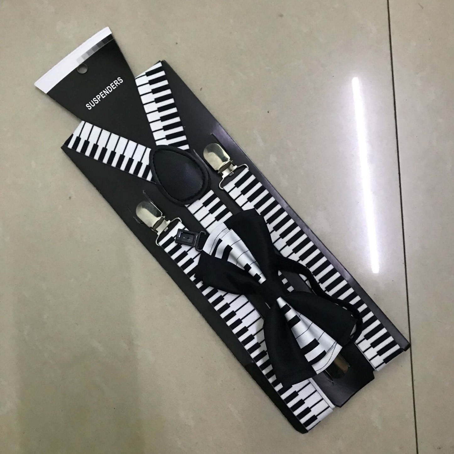 Piano Suspenders and Bow Set