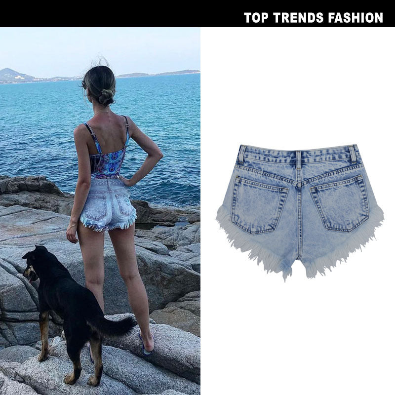 Breeze High Waist Washed Denim Shorts