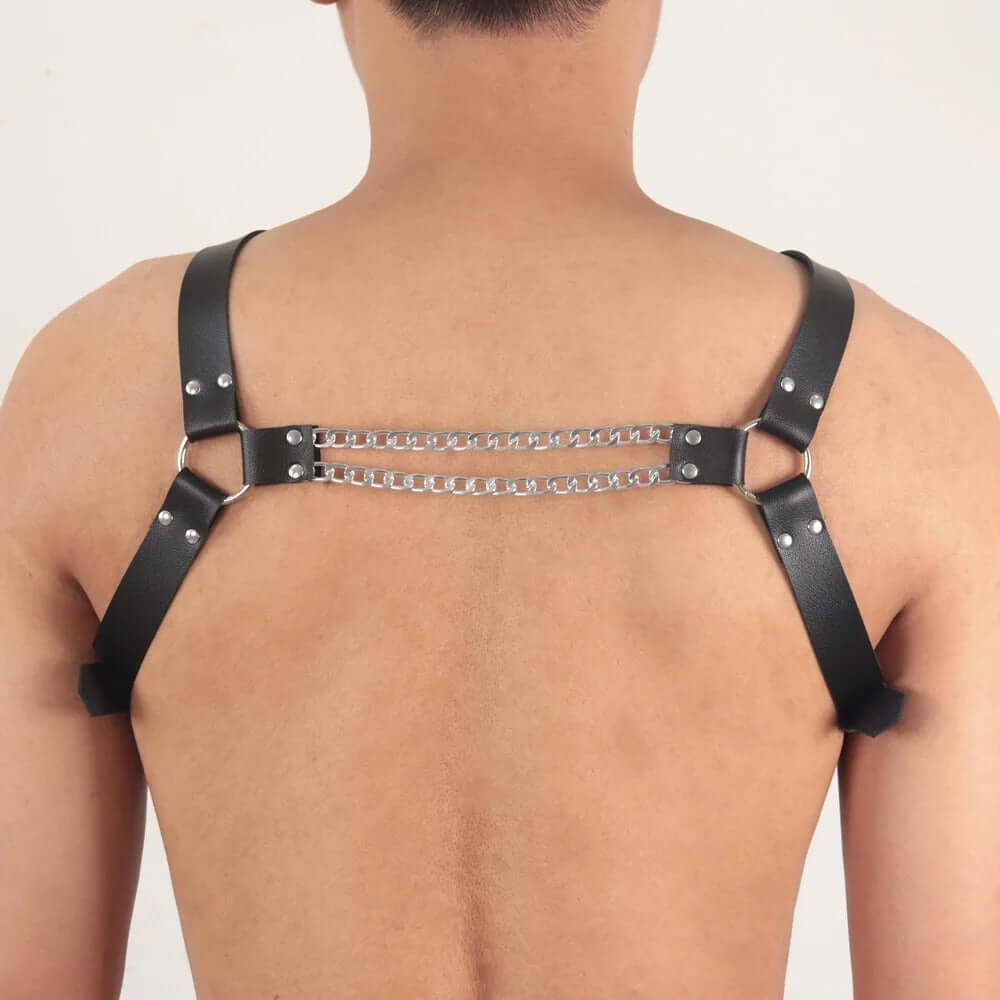Men's Bondage Leather Chain Harness