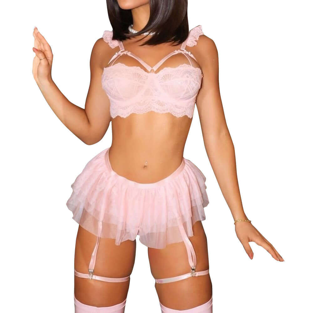 Princess Draping Lace Tulle Skirt Four-piece Set