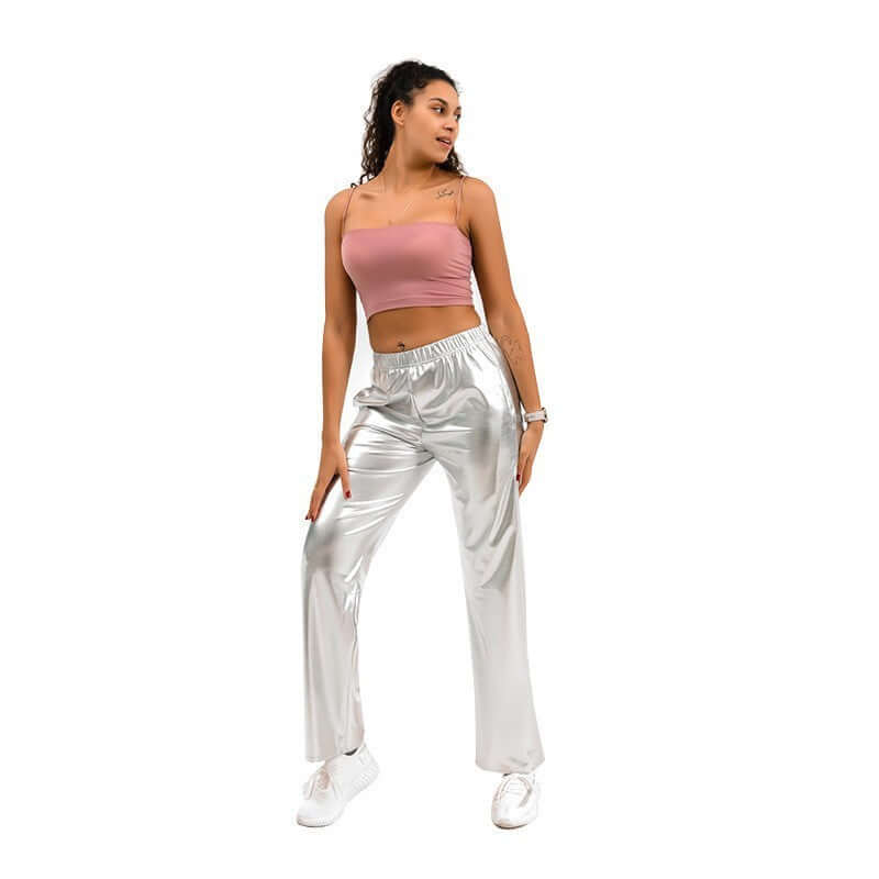 Metallic PU Festival Pants