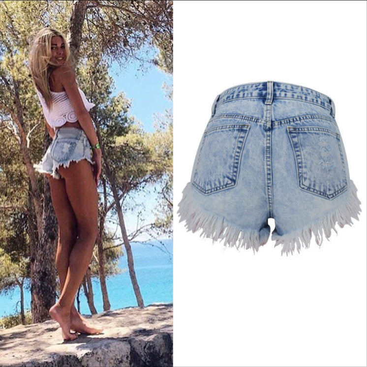 Breeze High Waist Washed Denim Shorts