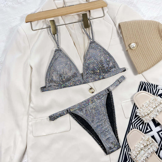 Silver Metallic Cheeky Bikini