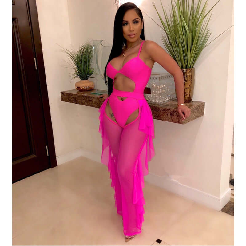 Sexy Mesh Pant Suit