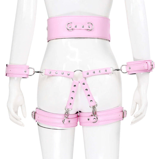 Leather Handcuffs Leg Harness
