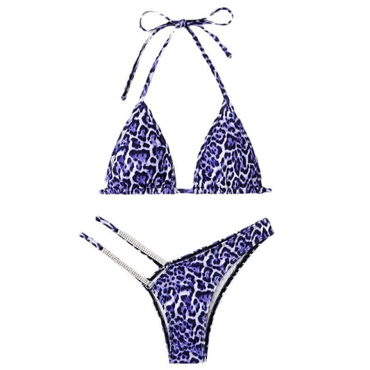 Leopard Print Split Front Thong Bikini