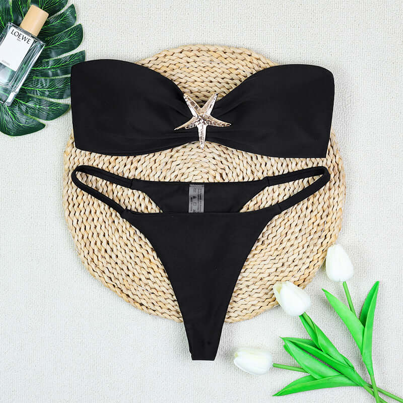 Nautical Starfish Tube Top Thong Bikini
