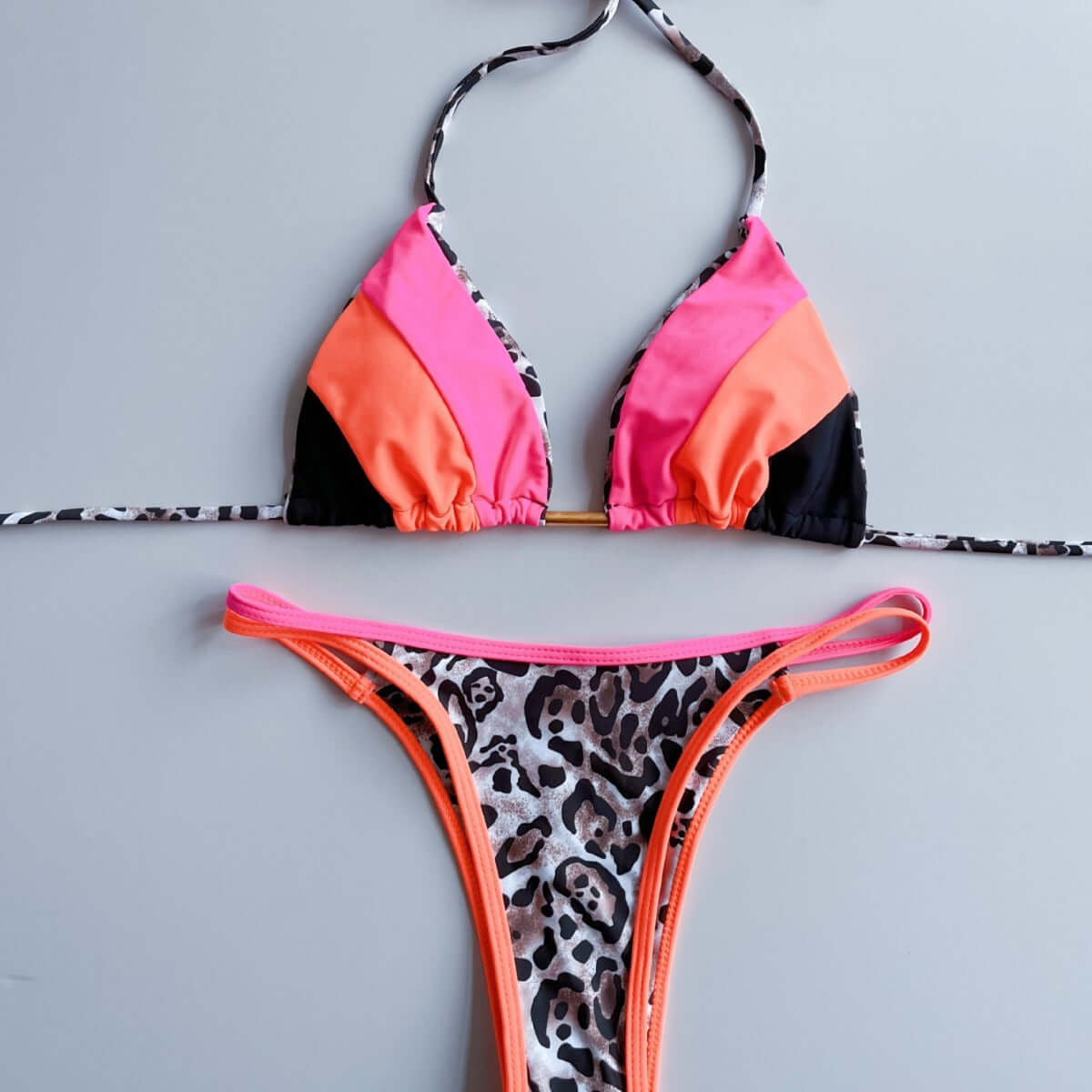 Neon Mash Up Thong Bikini
