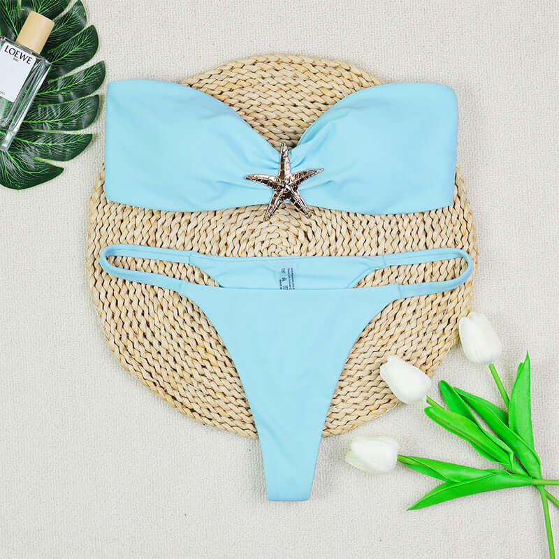 Nautical Starfish Tube Top Thong Bikini