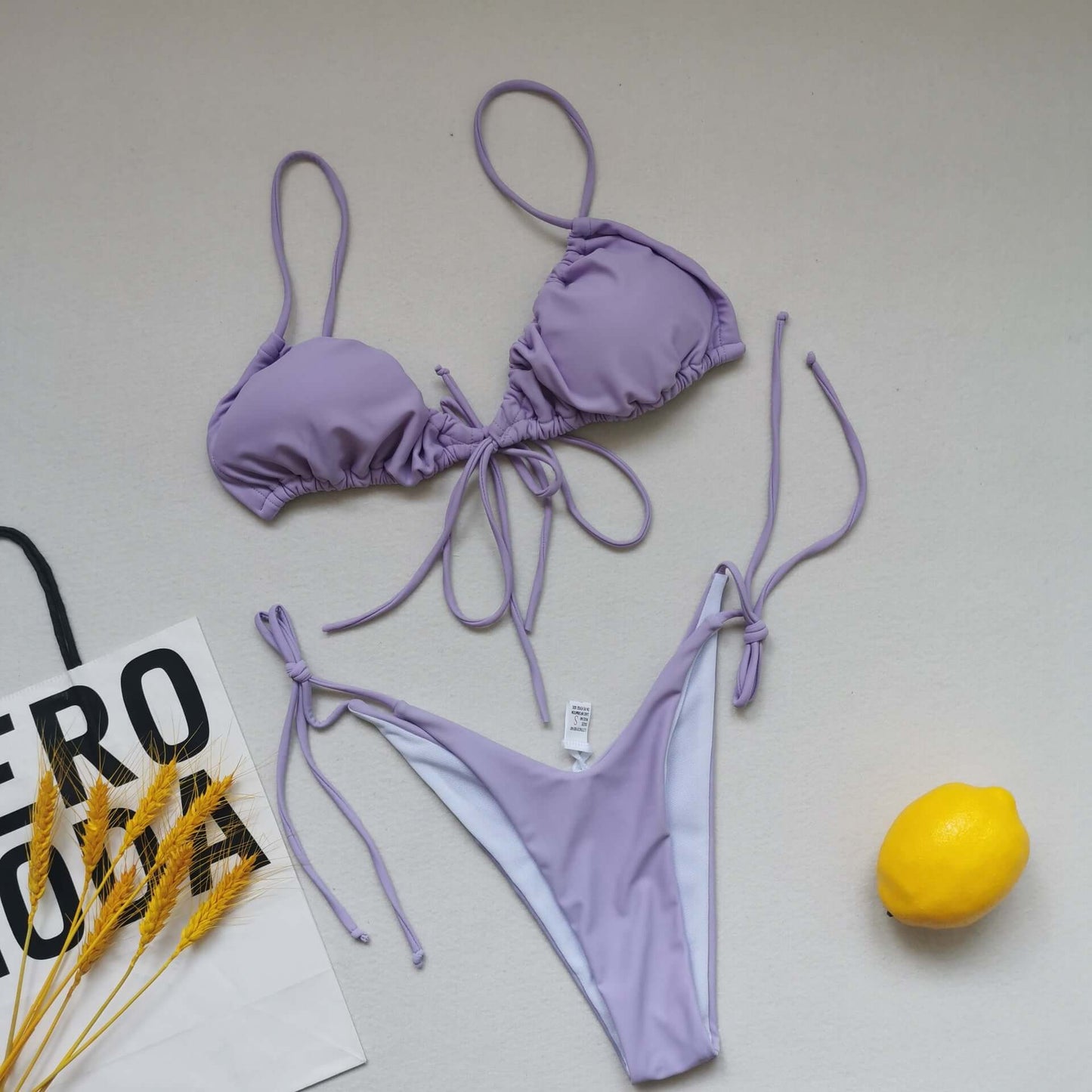 Three Point Drawstring Thong Bikini