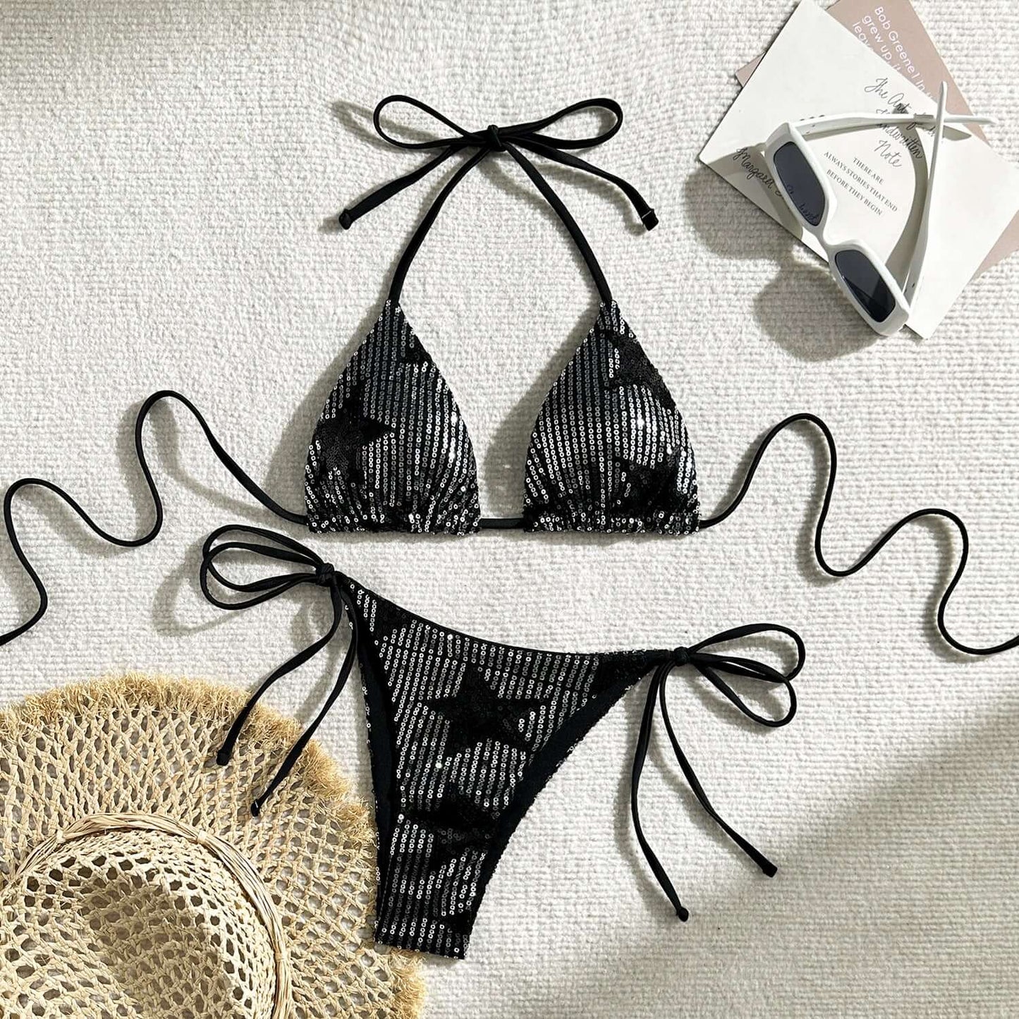 Rock Star Sequins Thong Bikini