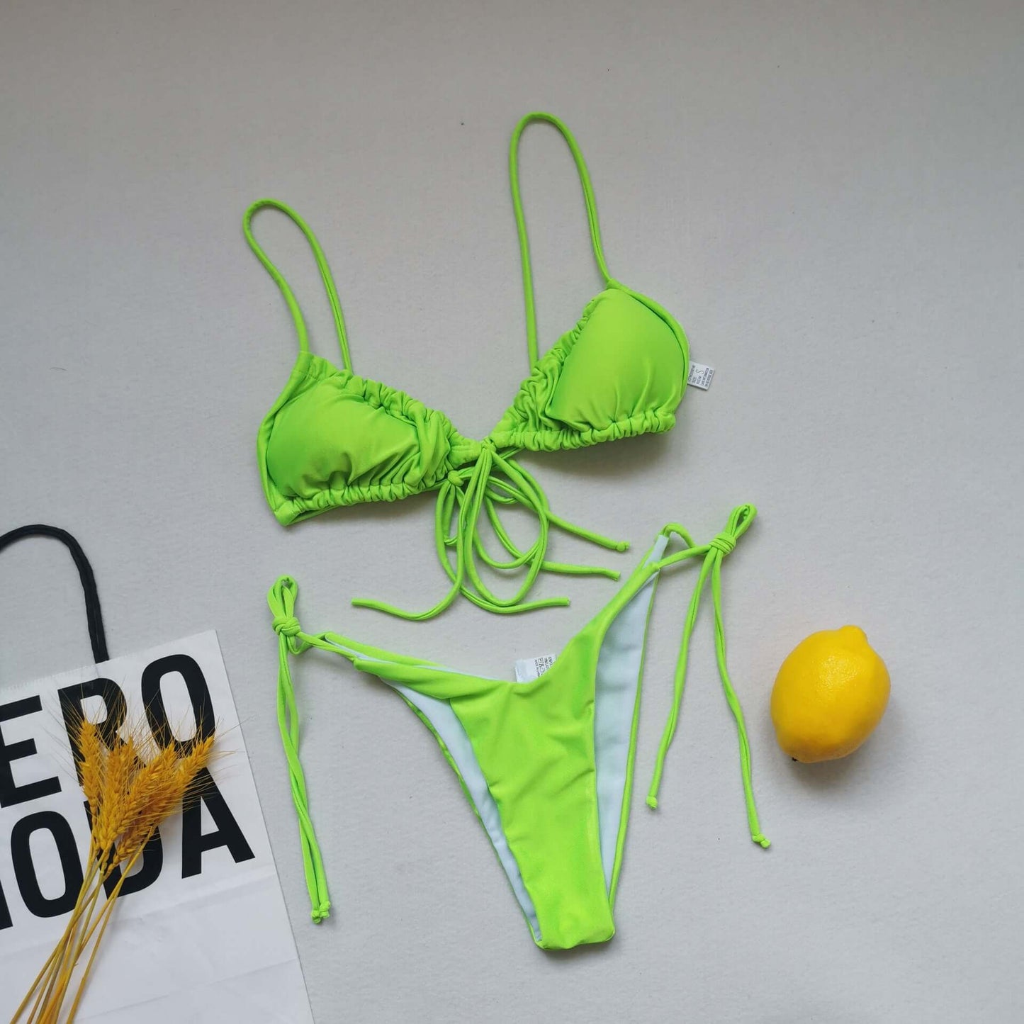 Three Point Drawstring Thong Bikini