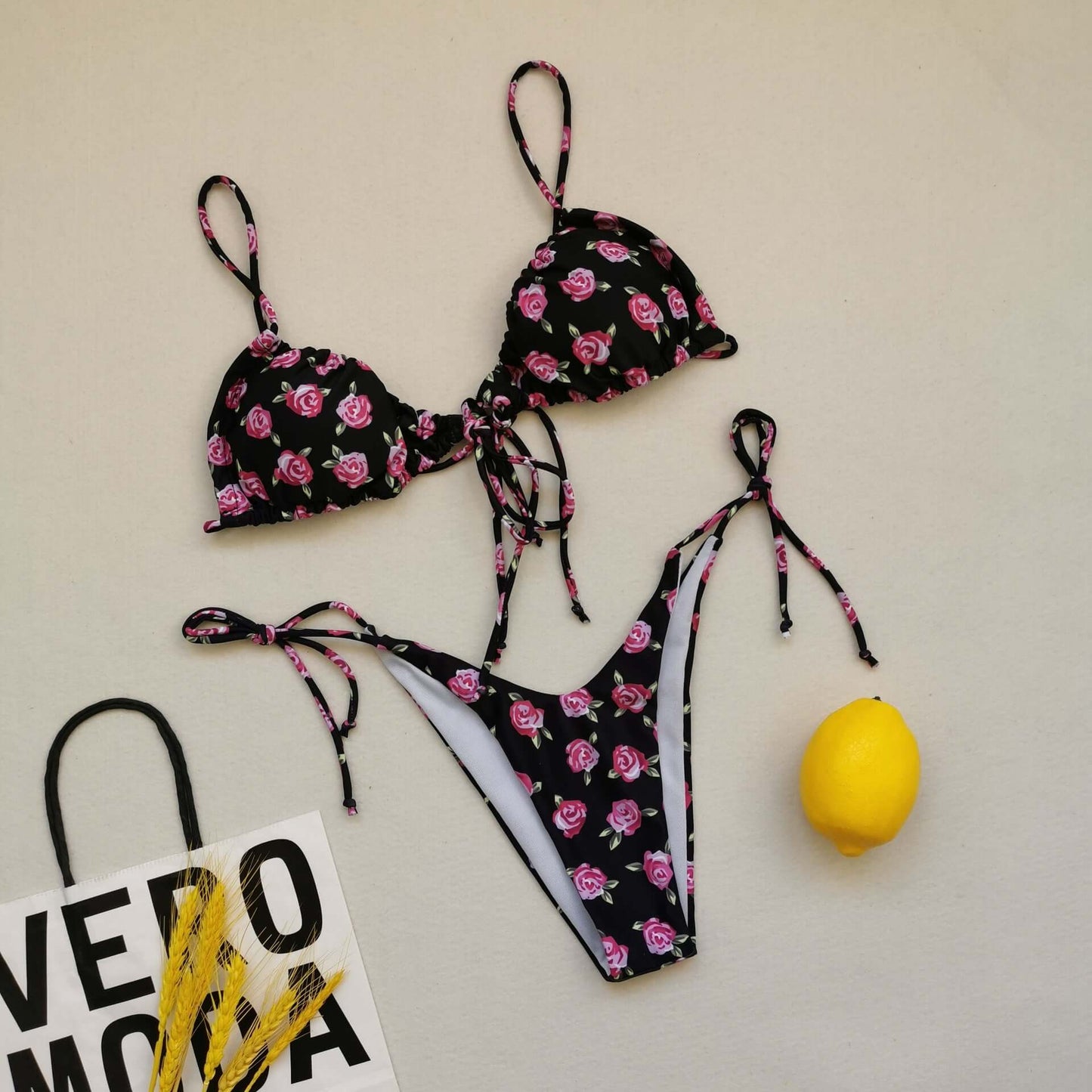 Three Point Drawstring Thong Bikini