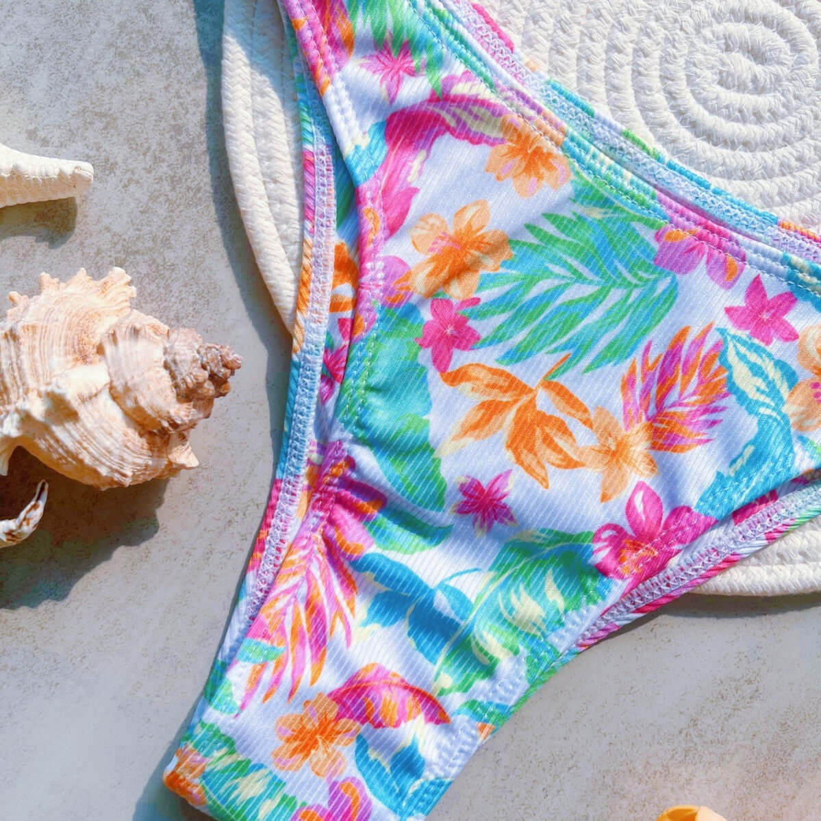 Tropical Neons Strapless Cheeky Bikini