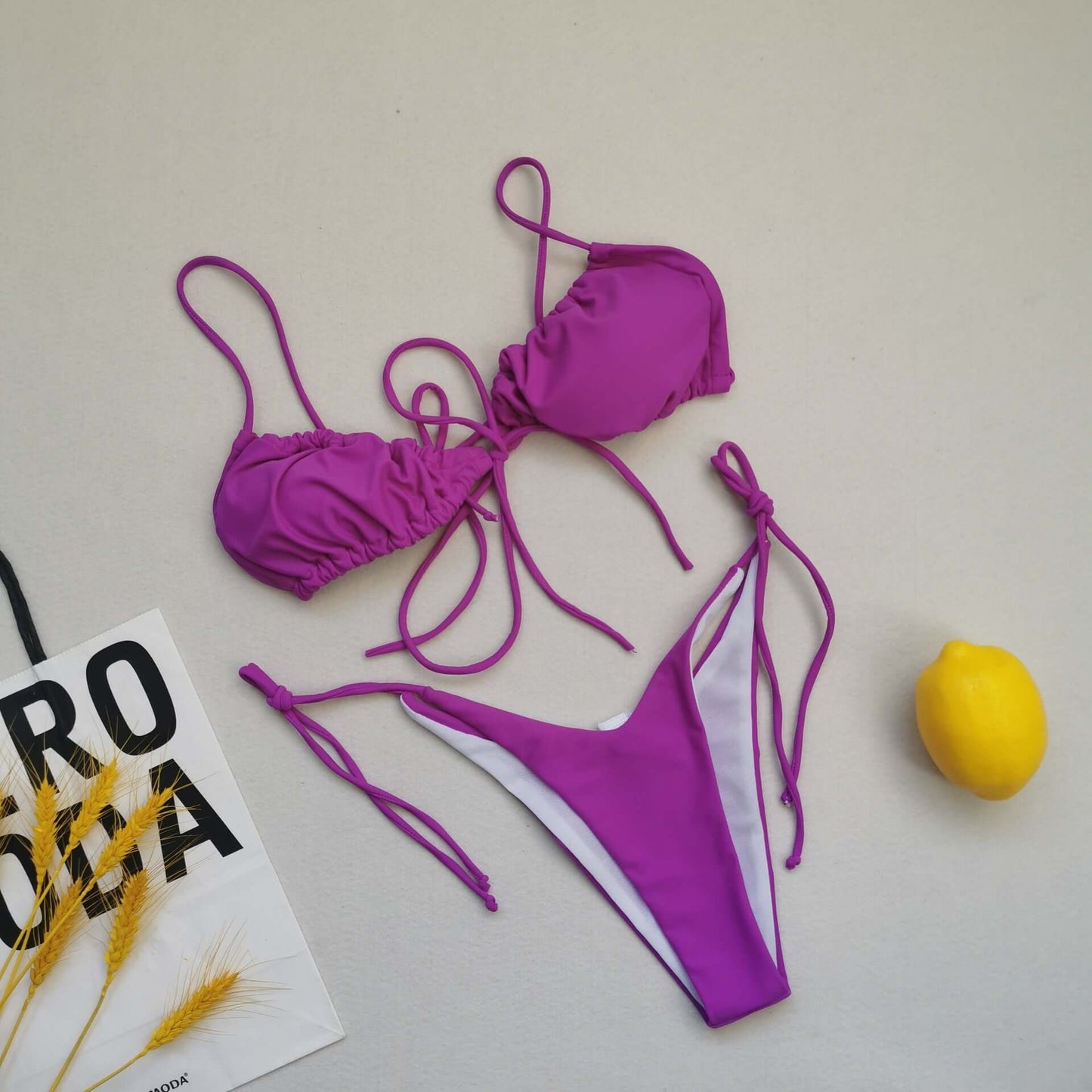 Three Point Drawstring Thong Bikini