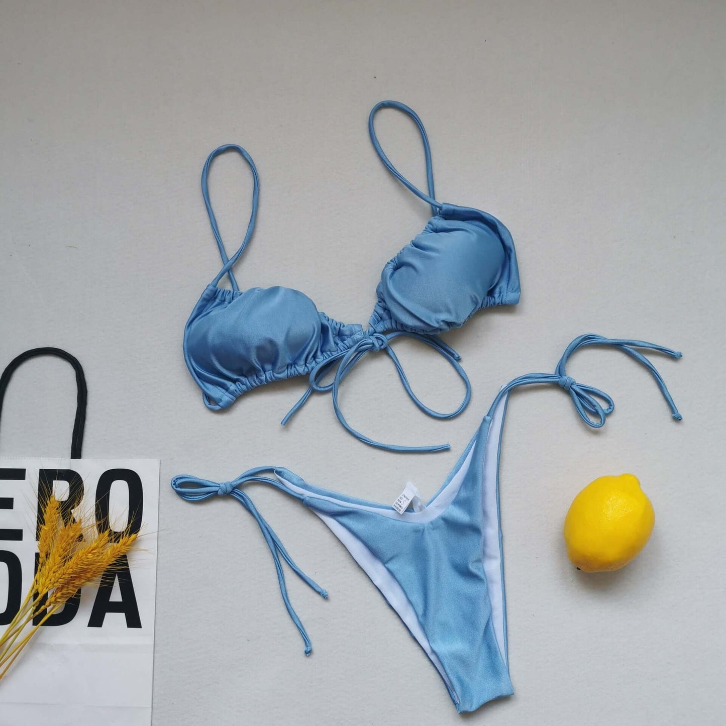 Three Point Drawstring Thong Bikini