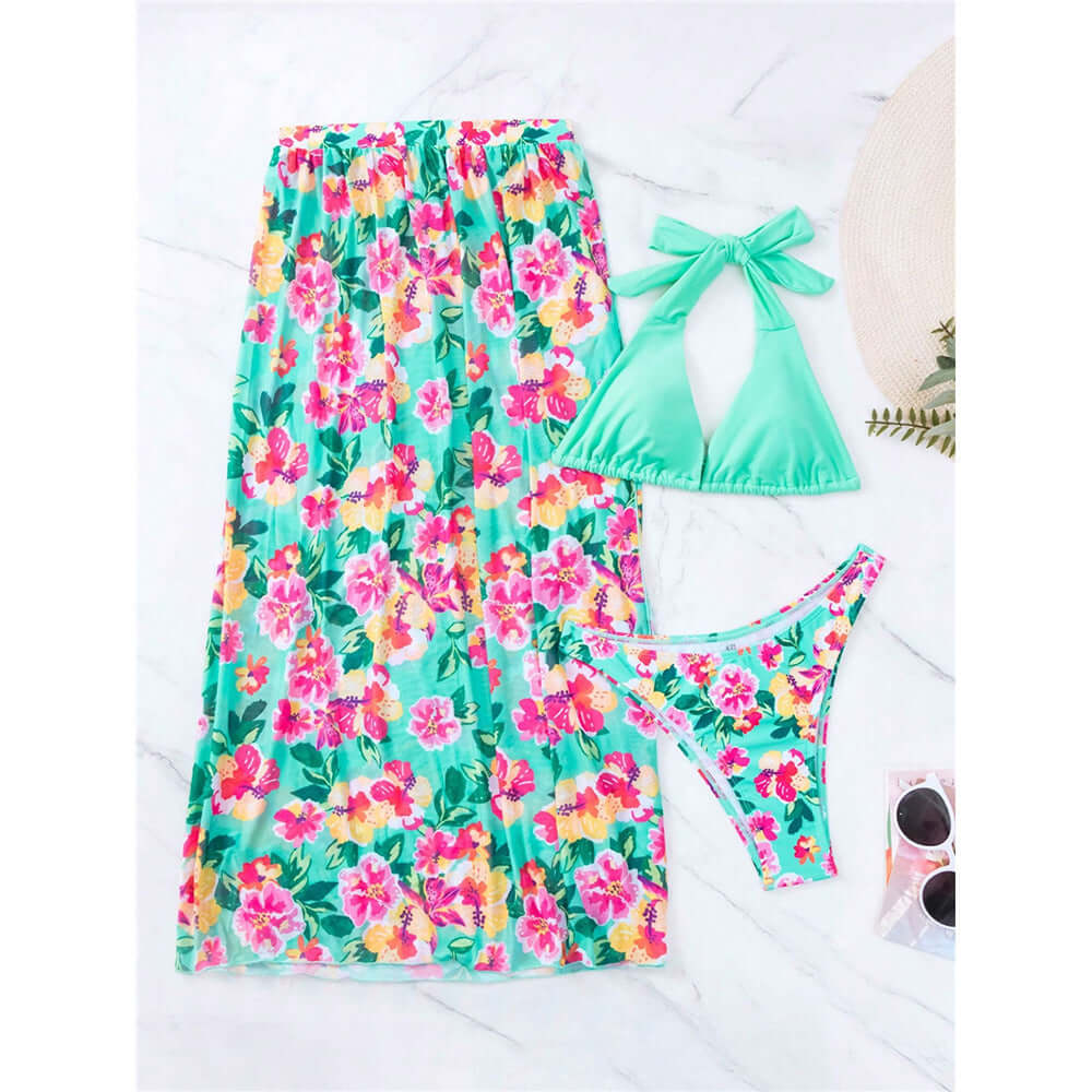 Springs Floral Three-piece Bikini Set