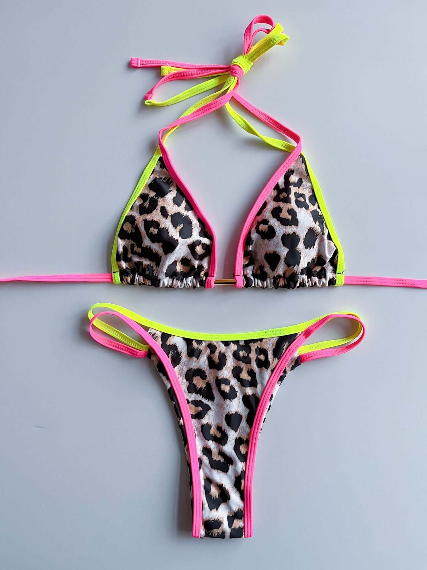 Neon Mash Up Thong Bikini