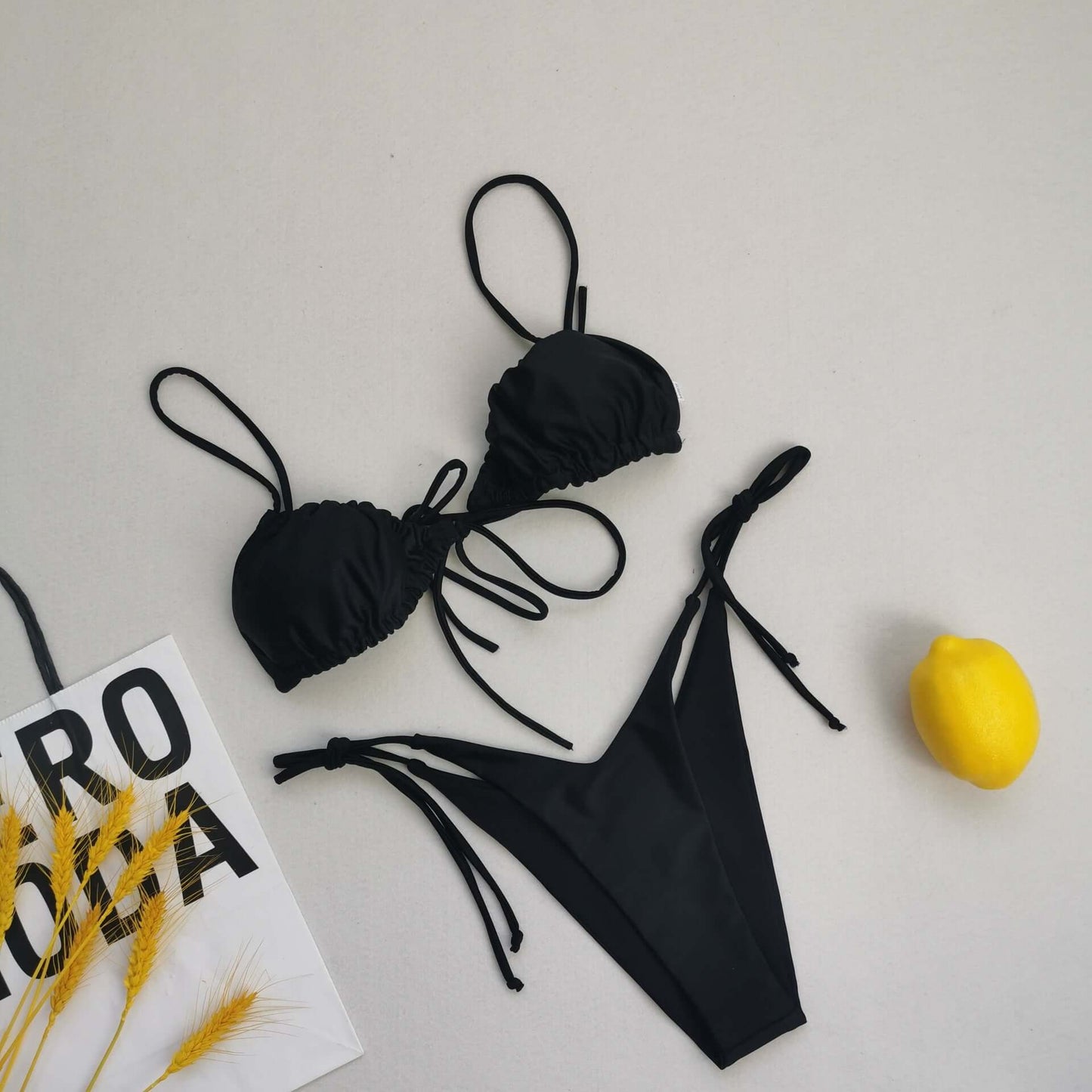 Three Point Drawstring Thong Bikini