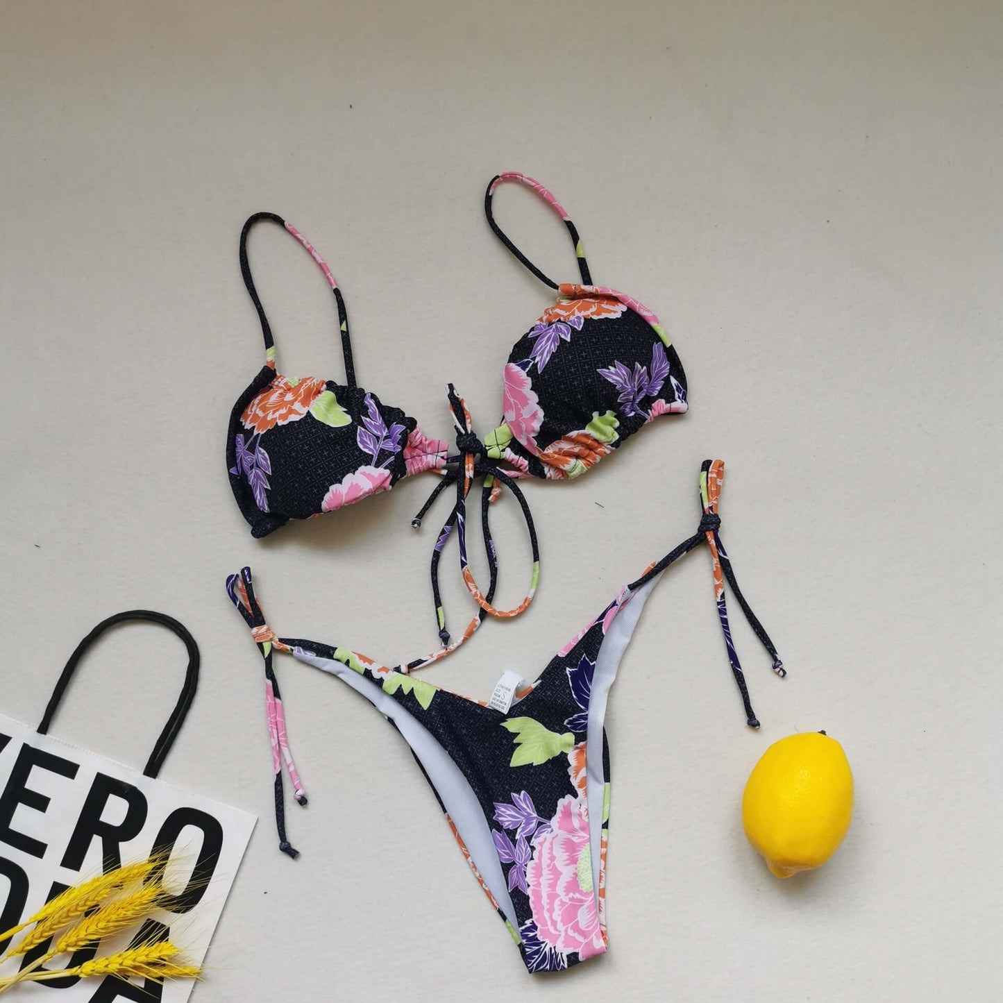 Three Point Drawstring Thong Bikini