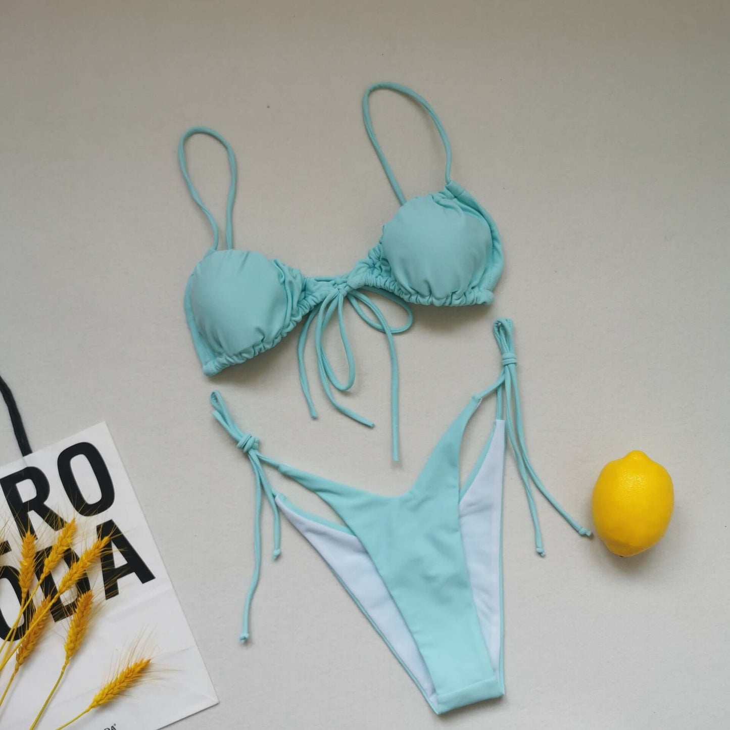 Three Point Drawstring Thong Bikini