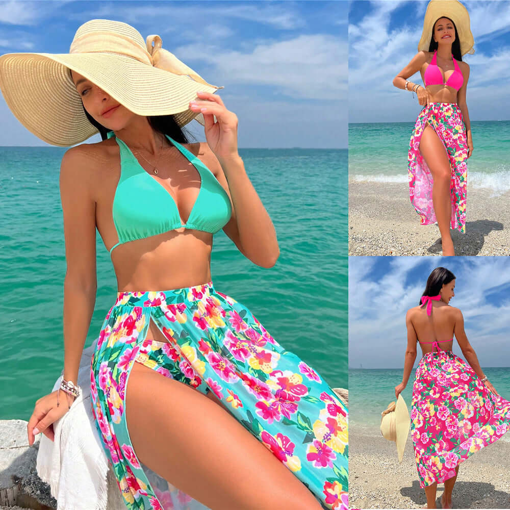Springs Floral Three-piece Bikini Set