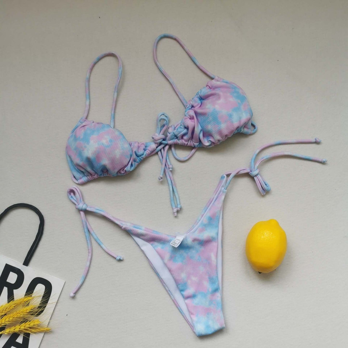 Three Point Drawstring Thong Bikini