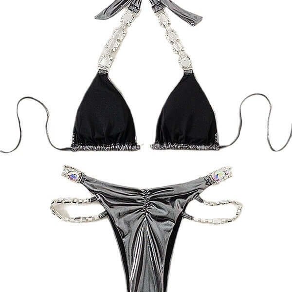 Metallic Diamond Cheeky Split Bikini