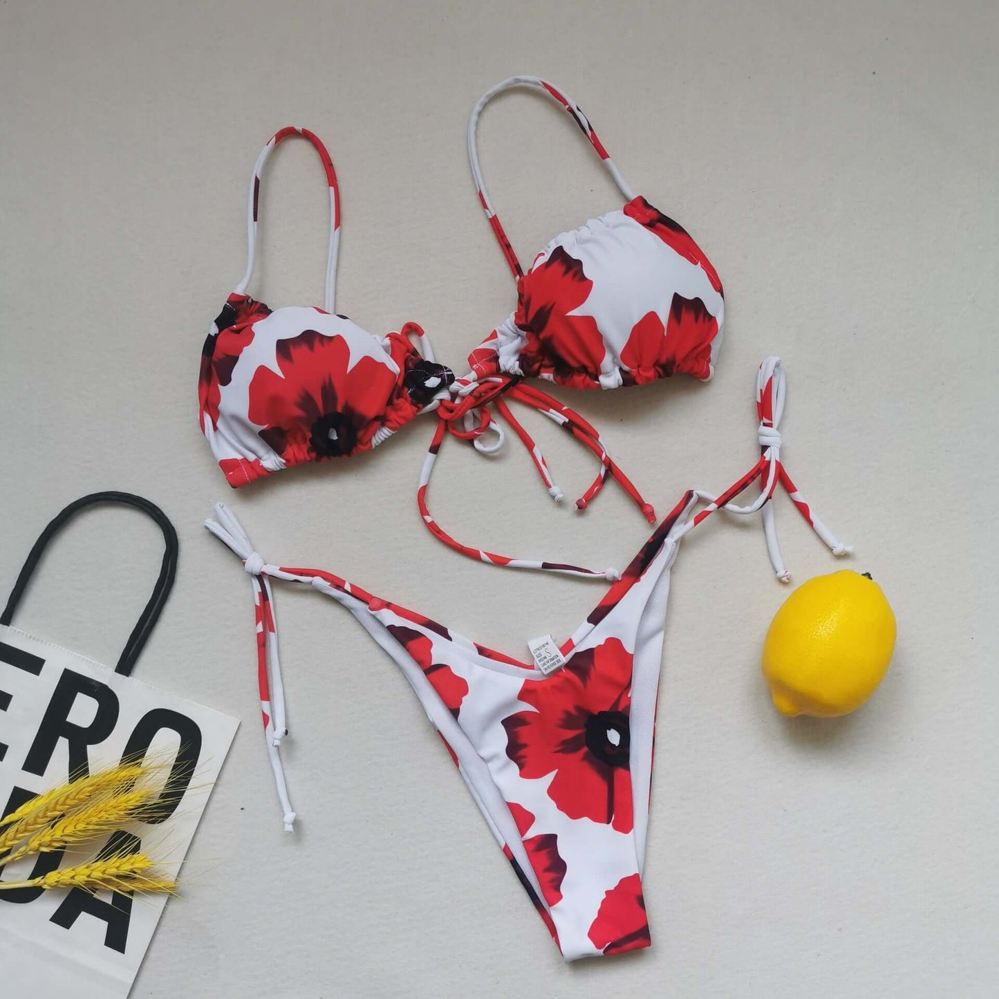 Three Point Drawstring Thong Bikini
