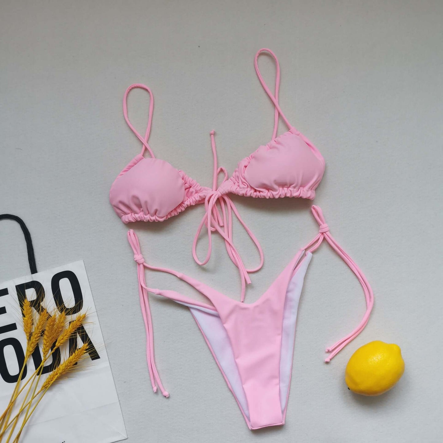 Three Point Drawstring Thong Bikini