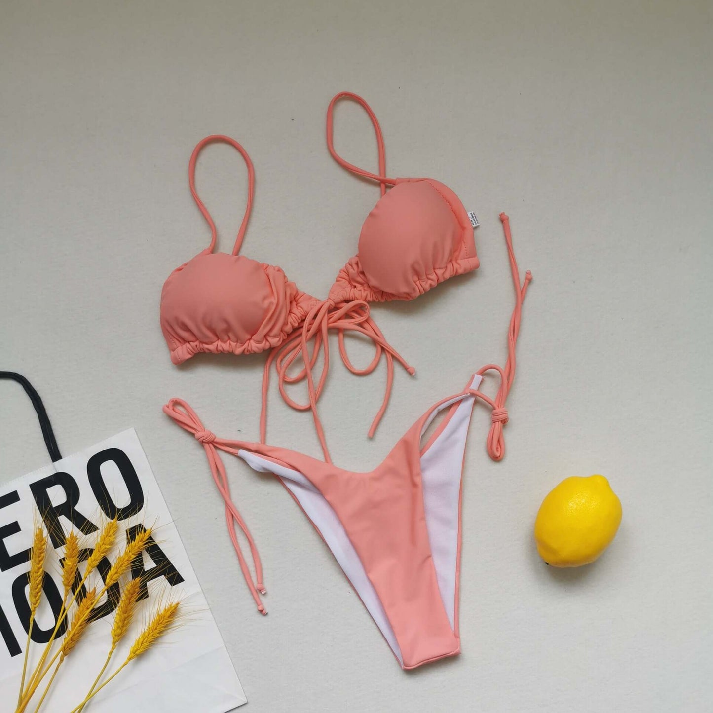 Three Point Drawstring Thong Bikini
