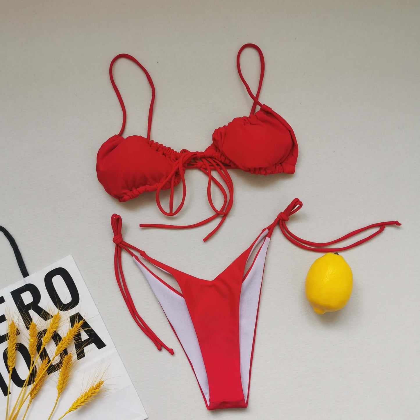 Three Point Drawstring Thong Bikini
